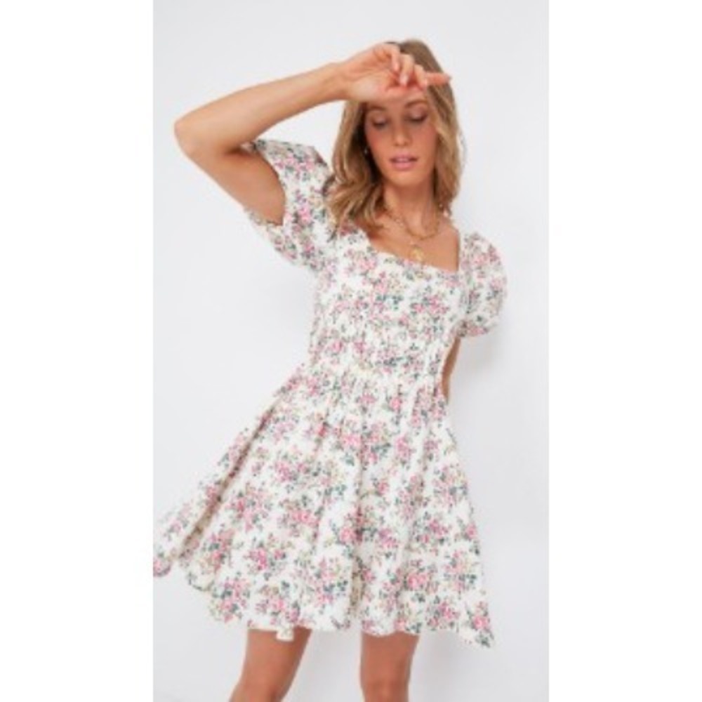 Hyacinth House‎ Pink Floral Aurelia Mini Dress Tuckernuck Size XL Cottagecore